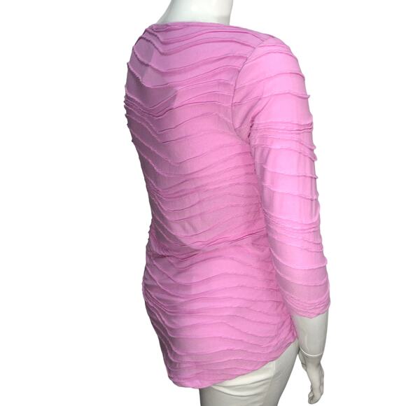 Chicos Top Womens Size 1 US 8 Pink Knit Shirt Blouse Textured 3/4 Sleeve NEW - Picture 8 of 13